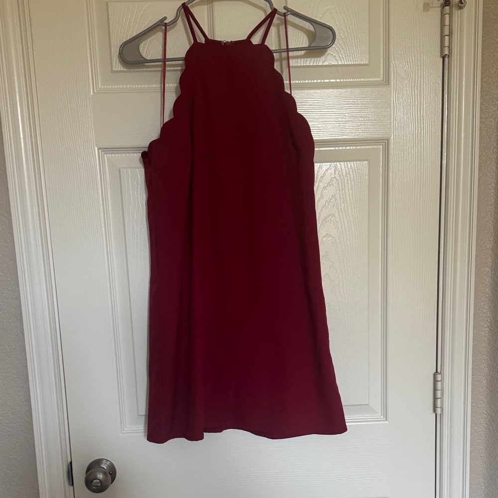 Lulu's Burgundy Scalloped Dress